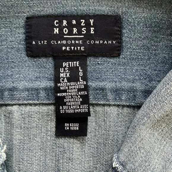 Crazy Horse (LP) Denim Jacket Clean Lines Women's Petite Large - Picture 8 of 15
